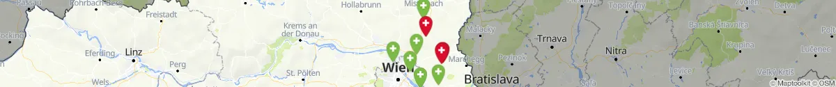 Kartenansicht für Apotheken-Notdienste in der Nähe von Groß-Schweinbarth (Gänserndorf, Niederösterreich)